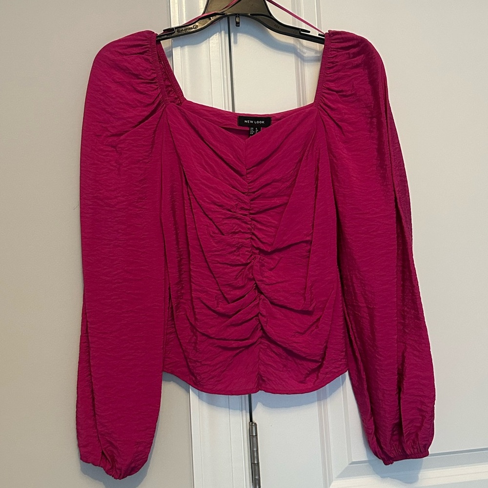 New Look Fuchsia Ruched Blouse